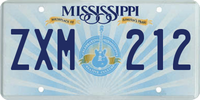 MS license plate ZXM212