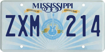 MS license plate ZXM214