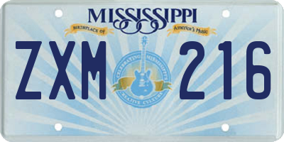 MS license plate ZXM216