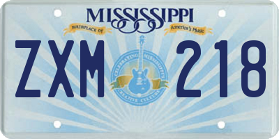 MS license plate ZXM218