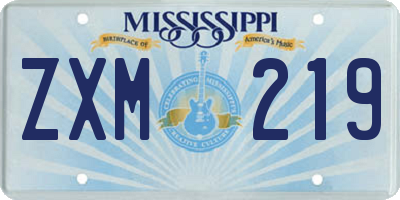 MS license plate ZXM219