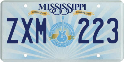 MS license plate ZXM223