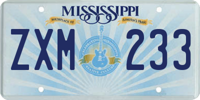 MS license plate ZXM233