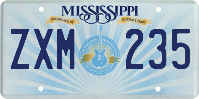 MS license plate ZXM235