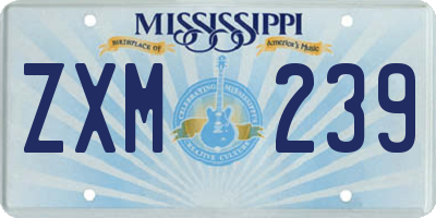 MS license plate ZXM239