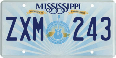 MS license plate ZXM243