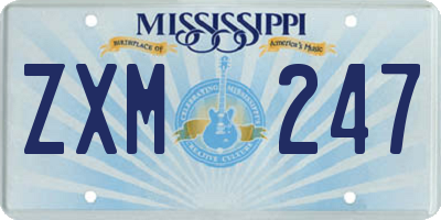 MS license plate ZXM247