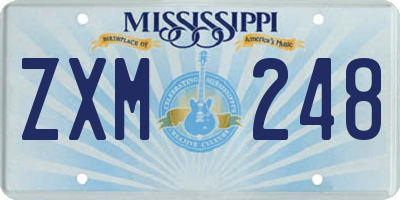 MS license plate ZXM248