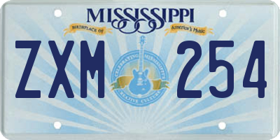MS license plate ZXM254