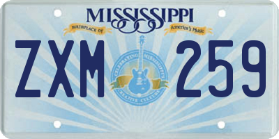 MS license plate ZXM259