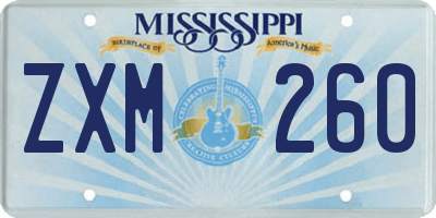 MS license plate ZXM260