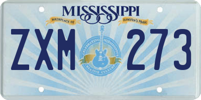 MS license plate ZXM273