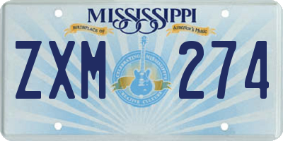 MS license plate ZXM274