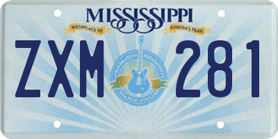 MS license plate ZXM281