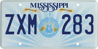MS license plate ZXM283