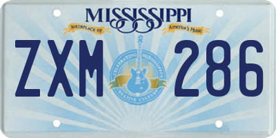 MS license plate ZXM286