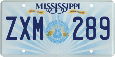 MS license plate ZXM289