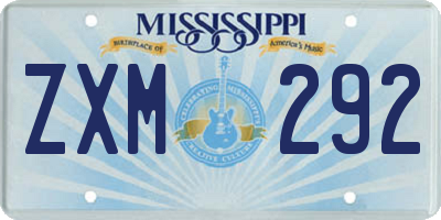 MS license plate ZXM292