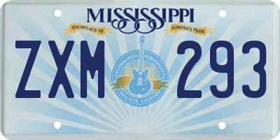 MS license plate ZXM293