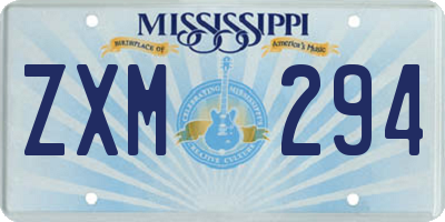 MS license plate ZXM294