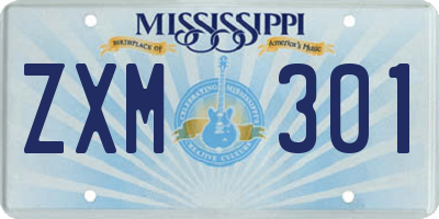MS license plate ZXM301