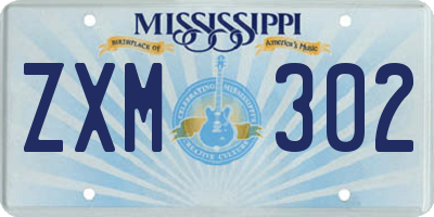 MS license plate ZXM302