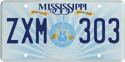 MS license plate ZXM303
