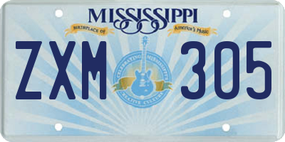 MS license plate ZXM305