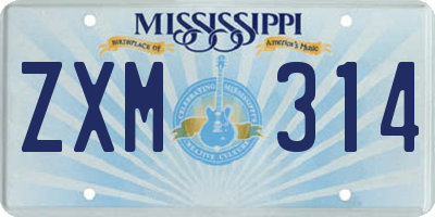 MS license plate ZXM314