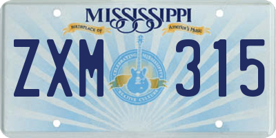 MS license plate ZXM315