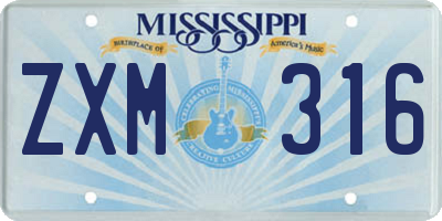 MS license plate ZXM316