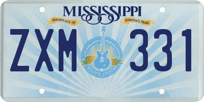 MS license plate ZXM331