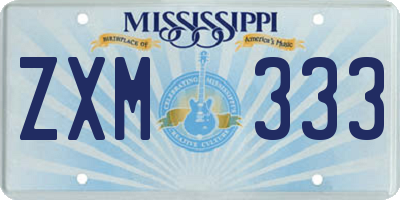 MS license plate ZXM333