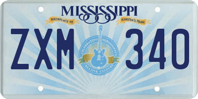 MS license plate ZXM340