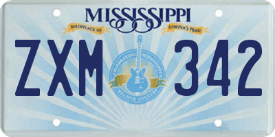 MS license plate ZXM342