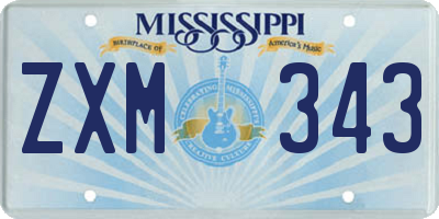 MS license plate ZXM343