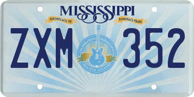 MS license plate ZXM352