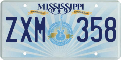 MS license plate ZXM358