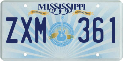 MS license plate ZXM361