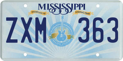 MS license plate ZXM363