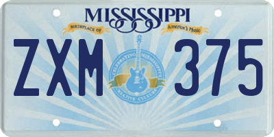 MS license plate ZXM375