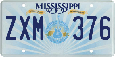 MS license plate ZXM376