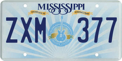 MS license plate ZXM377