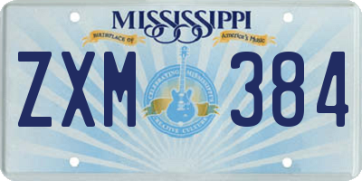 MS license plate ZXM384