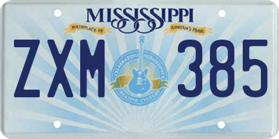 MS license plate ZXM385