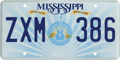 MS license plate ZXM386