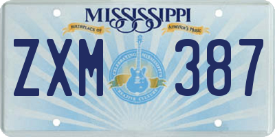 MS license plate ZXM387