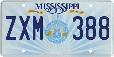 MS license plate ZXM388