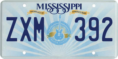 MS license plate ZXM392