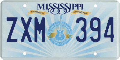 MS license plate ZXM394